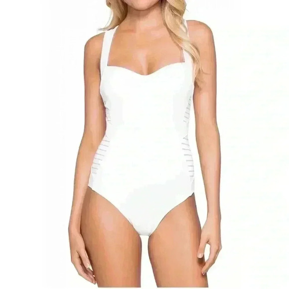 New $168.00 JETS Jessica Allen One Piece Swimsuit Infinity Low Back Sz 10 - Picture 1 of 11
